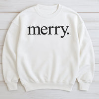 Minimalist Holiday Typography Crewneck, Merry Christmas Sweatshirt, Comfy Festive Winter Pullover, Christmas Season Graphic Sweater