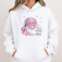 Retro Bubblegum Santa Claus Hoodie, Disco Santa Hoodie, Adorable Christmas Graphic Hoodie, Festive Holiday Pullover Sweatshirt, Present for Her