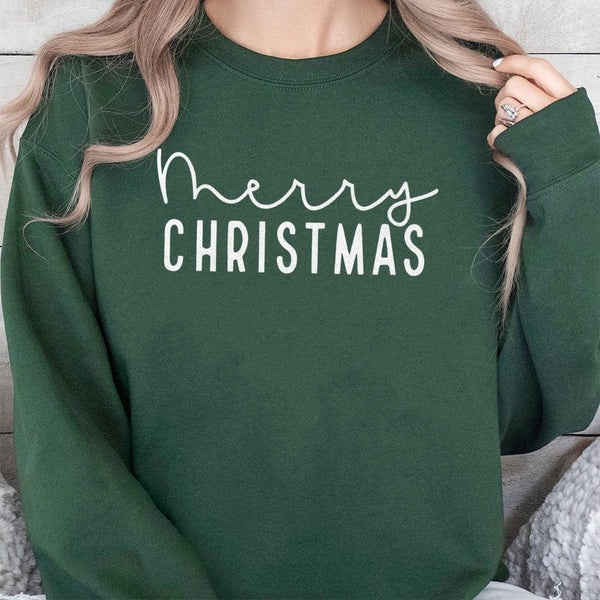 Minimalist Holiday Crewneck, Merry Christmas Sweatshirt, Festive Typography Sweatshirt, Comfy Xmas Graphic Pullover