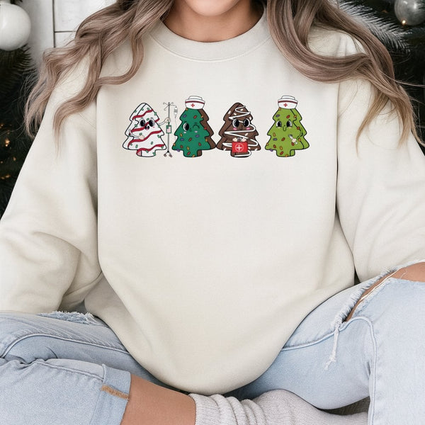Adorable Festive Stethoscope Holiday Crewneck, Medical Tree Christmas Nurse Sweatshirt, RN Nursing Pullover, Hospital Healthc