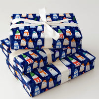Spooky Christmas Gift Wrap, Adorable Winter Ghost Wrapping Paper, Comfy Beanie Ghost Holiday Wrapping Paper, Whimsical Xmas Gift Wrap Roll