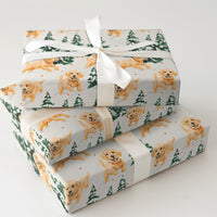 Winter Puppy Gift Wrap, Golden Retriever Christmas Wrapping Paper, Watercolor Dog Wrapping Paper, Holiday Dog Lover Xmas Wrapping Paper