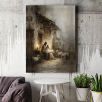 Jesus Mary and Joseph Holy Night Canvas Print, Nativity Scene Canvas Wall Art, Christian Religious Wall Art, Christmas Holiday Decor Present