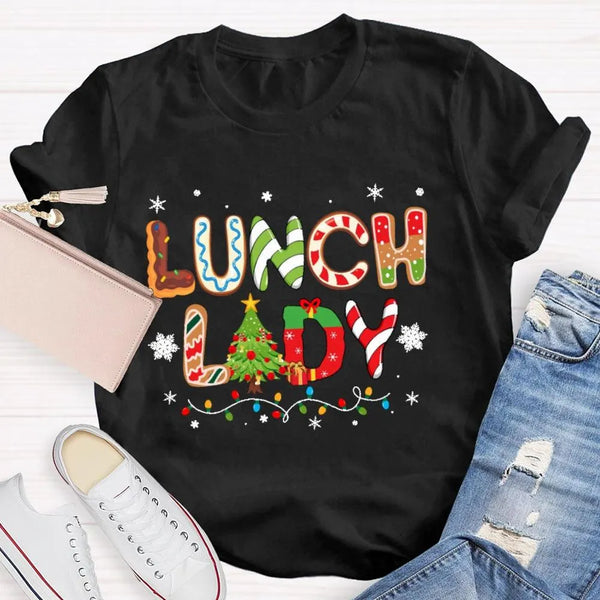 Festive Holiday Cafeteria Staff Graphic Tee, Lunch Lady Christmas Shirt, Cafeteria Worker Christmas Shirt, School Staff Holid