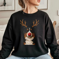 Adorable Reindeer Aussie Dog Crewneck, Australian Shepherd Christmas Sweatshirt, Holiday Dog Lover Pullover, Festive Puppy Sweater, Xmas Present
