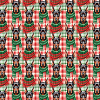 Plaid Dog Holiday Gift Wrap, Doberman Christmas Wrapping Paper, Doberman Pinscher Wrapping Paper, Festive Pet Gift Wrap, Dog Present Paper