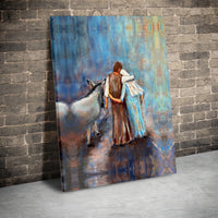 Religious Christmas Canvas Print, Joseph and Mary Journey to Bethlehem Canvas, Christian Nativity Canvas Art, Holy Family Canvas Wall Decor