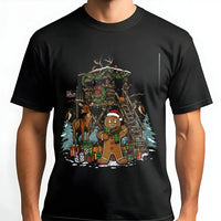 Humorous Christmas Deer Hunter Shirt, Gingerbread Man Hunting T-Shirt, Holiday Buck Hunting Tee, Winter Outdoors Graphic Shirt, Hunter Present