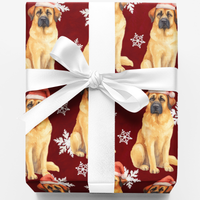 Santa Dog Red Holiday Gift Wrap, Leonberger Christmas Wrapping Paper, Festive Puppy Wrapping Paper