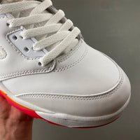 Retro High Top Sneakers, White Orange Colorway, Lace Up Design, Casual Gift for Sneaker Fans