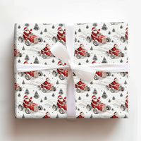 Sunglasses Santa Christmas Gift Wrap, Santa Driving Red Race Car Wrapping Paper, Vintage Car Holiday Present Paper, Xmas Gift Wrap