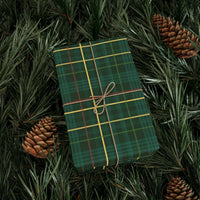 Classic Tartan Gift Wrap Roll, Green Plaid Wrapping Paper, Buffalo Check Holiday Wrapping Paper, Traditional Christmas Present Paper Roll