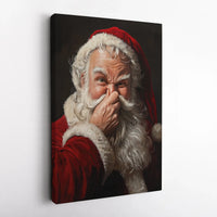 Whimsical Nose Picking Santa Canvas Print, Humorous Santa Claus Canvas Wall Art, Humorous Christmas Holiday Canvas, Gag Present Home Wall Decor