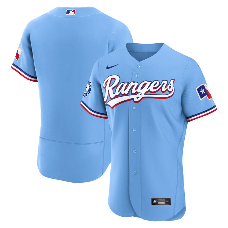Texas Rangers Light Blue Alternate Sponsor Patch Authentic Jersey