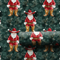 Green Country Western Gift Wrap, Cowboy Santa Christmas Wrapping Paper, Rustic Cowboy Boots Santa Wrapping Paper, Holiday Gift Wrap Roll