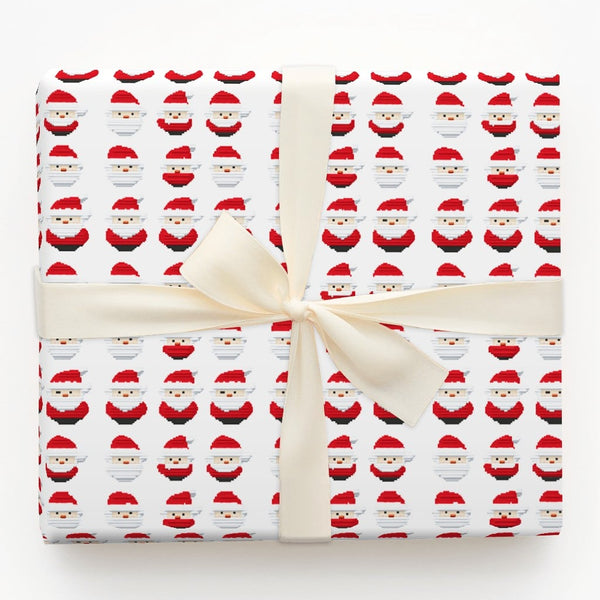 8-Bit Retro Gamer Christmas Gift Wrap, Pixel Art Santa Wrapping Paper, Vintage Gaming Holiday Wrapping Paper, Geek Video Game