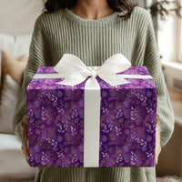 Winter Foliage Gold Wrapping Paper, Purple Botanical Wrapping Paper, Elegant Floral Holiday Wrapping Paper, Birthday and Christmas Gift Wrap