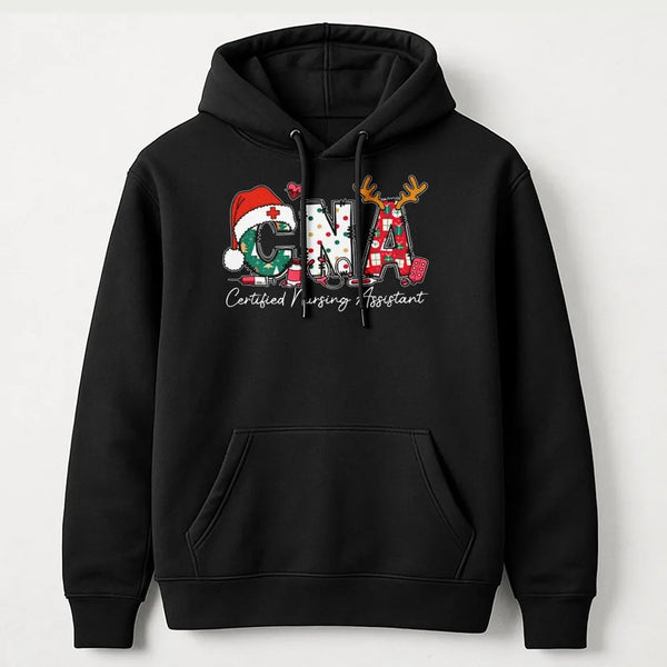 Certified Nursing Assistant Holiday Hoodie, CNA Christmas Hoodie, Nurse Xmas Sweatshirt, Medical Healthcare Pullover Hoodie P