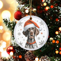 Santa Hat Dog Ceramic Ornament, German Shorthaired Pointer Christmas Ornament, GSP Holiday Tree Ornament, Adorable Dog Lover Keepsake Present