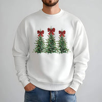 Coquette Red Bow Christmas Sweater, Christmas Tree Sweatshirt, Aesthetic Holiday Tree Crewneck, Adorable Winter Pullover, Xmas Present for Women