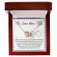 Two Tone Cubic Zirconia Heart Pendant, Mom Interlocking Hearts Necklace, Linked Hearts Mother Necklace, Christmas Birthday Present for Mom