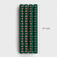 Athletic Santa Gift Wrap, Basketball Santa Christmas Wrapping Paper, Green Sports Wrapping Paper, Holiday Athlete Present Wrapping Paper