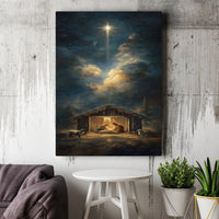 Bethlehem Star Christmas Canvas Print, Nativity Scene Canvas Wall Art, Holy Family Religious Wall Decor, Christian Holiday Canvas Present