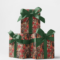 Festive Poinsettia Dog Gift Wrap, German Shepherd Christmas Wrapping Paper, Puppy Holiday Wrapping Paper, Dog Lover Xmas Wrapping Paper