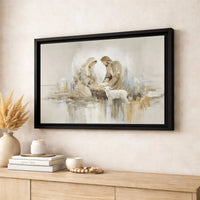 Abstract Holy Family Canvas Wall Art, Nativity Scene Canvas Print, Christian Christmas Wall Decor, Religious Holiday Canvas Artwork