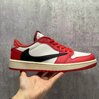 Low Top Sneakers, Red White Colorway, Reverse Hook Design, Lace Up Design, Casual Gift for Sneaker Fans