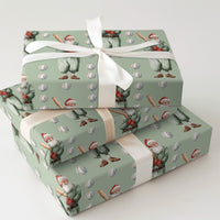 Vintage Baseball Gift Wrap, Baseball Santa Wrapping Paper, Sage Green Holiday Wrapping Paper, Sports Fan Christmas Gift Wrap Roll