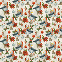 Watercolor Seagull Holly Wrapping Paper, Coastal Christmas Gift Wrap, Beach Holiday Present Paper, Nautical Winter Gift Wrapping Paper Roll
