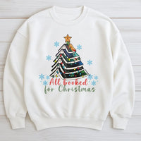 Book Tree Christmas Sweatshirt, All Booked for Christmas Sweatshirt, Holiday Reader Crewneck Sweatshirt, Bookish Bookworm Pullover Sweater