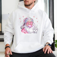Retro Bubblegum Santa Claus Hoodie, Disco Santa Hoodie, Adorable Christmas Graphic Hoodie, Festive Holiday Pullover Sweatshirt, Present for Her