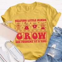 SLP Holiday T-Shirt, Speech Pathologist Christmas Shirt, Helping Little Minds Grow One Phoneme at a Time Tee, Speech Therapy Christmas Tee