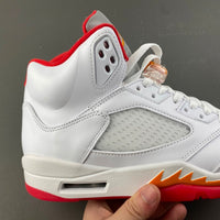 Retro High Top Sneakers, White Orange Colorway, Lace Up Design, Casual Gift for Sneaker Fans