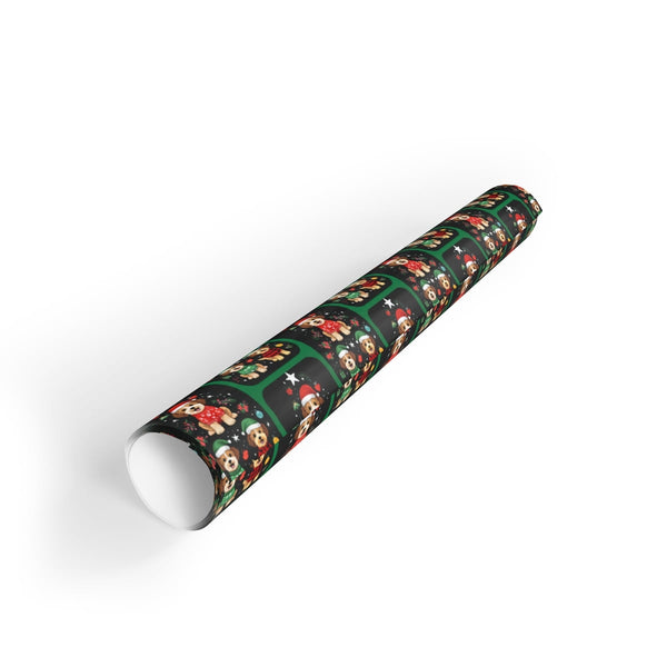 Adorable Santa Hat Dogs Sweater Gift Wrap, Christmas Puppy Wrapping Paper, Holiday Dog Wrapping Paper, Festive Pet Lover Pres
