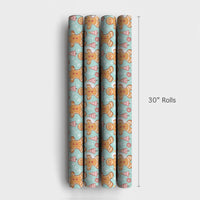 Pink Christmas Tree Gift Wrap, Gingerbread Man Wrapping Paper, Peppermint Holiday Wrapping Paper, Adorable Teal Christmas Present Wrap Roll