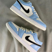 Low Top Sneakers, Blue White Colorway, Lace Up Design, Casual Gift for Sneaker Fans