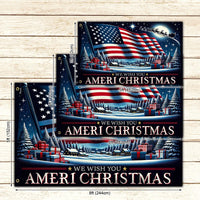 Winter Santa Sleigh Garden Flag, American Flag Christmas House Flag, Patriotic Holiday Yard Flag, Double Sided Xmas Lawn Banner Present