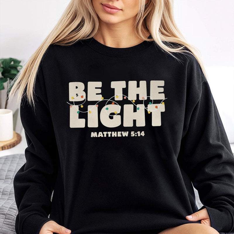Christian Christmas Cross Crewneck, Be the Light Matthew 5:14 Sweatshirt, Bible Verse Holiday Pullover, Faith Religious Faith Present