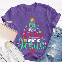 Christian Christmas T-Shirt, My Favorite Christmas Light Is Jesus Shirt, Religious Holiday Graphic Tee, Jesus Christmas Light Faith Shirt