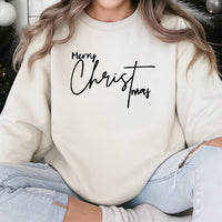 Minimalist Script Holiday Lettering Sweatshirt, Merry Christmas Sweatshirt, Aesthetic Winter Sweater, Comfy Xmas Family Crewneck Present