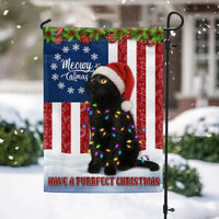 Double-Sided Holiday Yard Flag, Black Cat Christmas Garden Flag Bombay Cat Santa Hat American Flag, Cat Lover Xmas Decor Present
