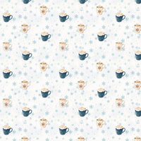 Winter Snowflake Gift Wrap, Hot Cocoa Mug Wrapping Paper, Comfy Coffee Lover Present Paper, Christmas Gift Wrap Roll