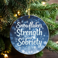 Strength and Sobriety Ceramic Ornament, Snowflake Sobriety Christmas Ornament, Meaningful Recovery Tree Keepsake Ornament, Holiday Present