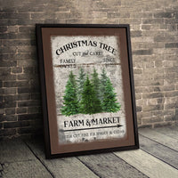 Rustic Vintage Holiday Canvas Wall Art, Christmas Tree Farm Canvas Print, Farmhouse Winter Scenery Canvas Decor, Christmas Present