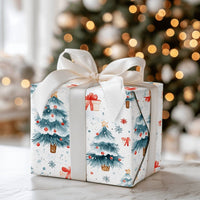 Snowy Pine Tree Gift Wrap, Watercolor Christmas Trees Wrapping Paper, Watercolor Pine Tree Wrapping Paper, Holiday Present Gift Wrap Roll