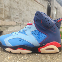 High Top Sneakers, Blue Red Colorway, Lace Up Design, Casual Gift for Sneaker Fans