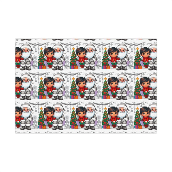 Santa and Boy Coloring Gift Wrap, Color-In Christmas Wrapping Paper, DIY Kids Holiday Activity Wrapping Paper, Fun Christmas 